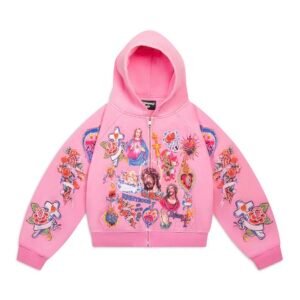 we are righteous risen king pink zip up