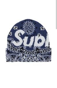 supreme blue bandana big logo beanie