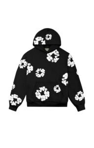 denim tears black cotton wreath hoodie