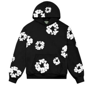 denim tears black cotton wreath hoodie